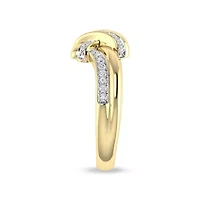 0.15 Ct.tw Natural Diamond Love Knot Ring for Womens in 925 Silver Yellow Plated Size US - 7