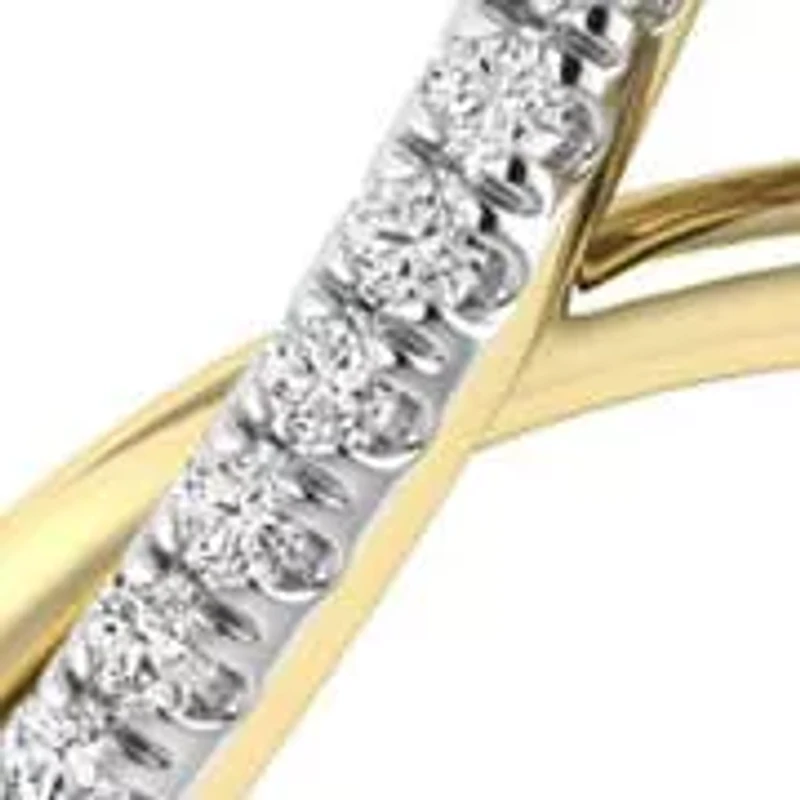 Bypass Style Ring 1/5 Cttw Natural Diamond Ring in 925 Silver Yellow Plated Size -7