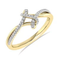 Bypass Style Ring 1/5 Cttw Natural Diamond Ring in 925 Silver Yellow Plated Size -7