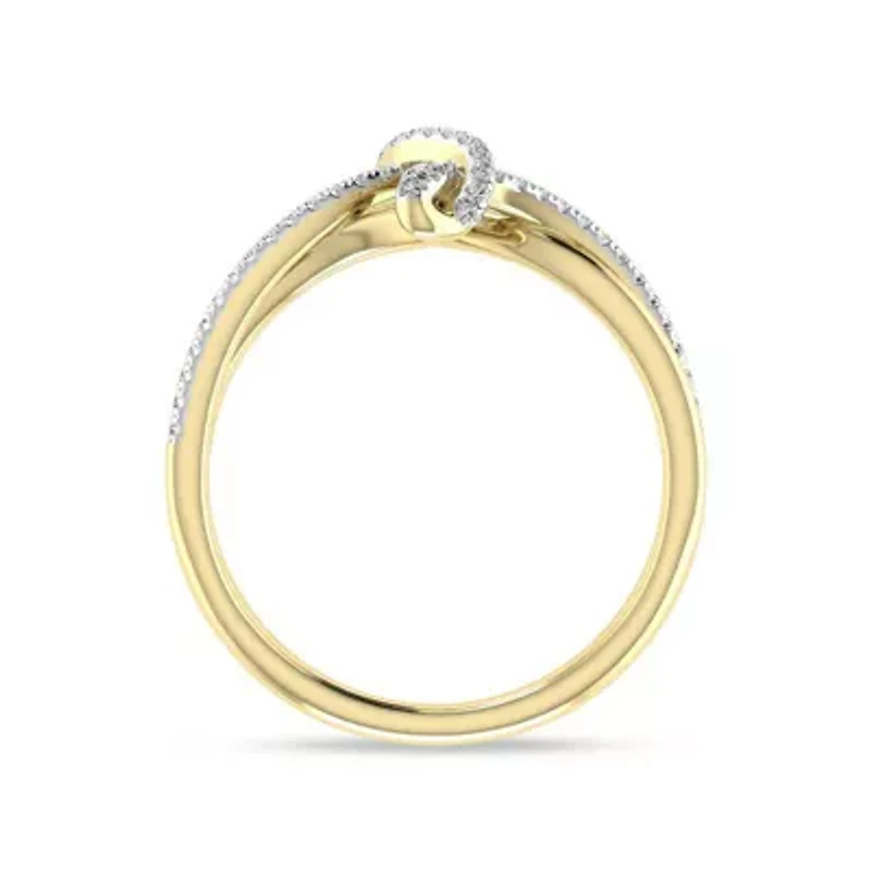 Bypass Style Ring 1/5 Cttw Natural Diamond Ring in 925 Silver Yellow Plated Size -7