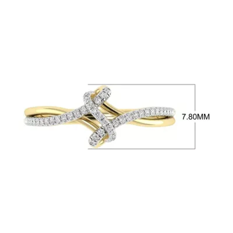 Bypass Style Ring 1/5 Cttw Natural Diamond Ring in 925 Silver Yellow Plated Size -7