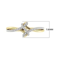 Bypass Style Ring 1/5 Cttw Natural Diamond Ring in 925 Silver Yellow Plated Size -7