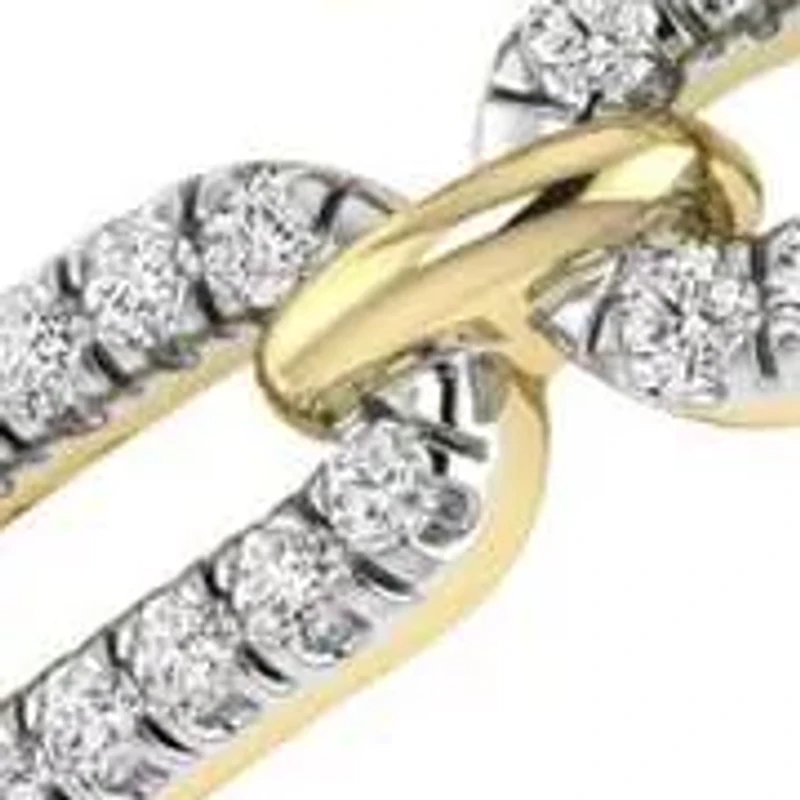 Marine Link Chain Style Ring 1/5 Cttw Natural Diamond Dainty Band 925 Silver Yellow Plated Size -7