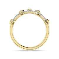Marine Link Chain Style Ring 1/5 Cttw Natural Diamond Dainty Band 925 Silver Yellow Plated Size -7
