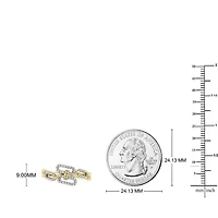 Marine Link Chain Style Ring 1/5 Cttw Natural Diamond Dainty Band 925 Silver Yellow Plated Size -7