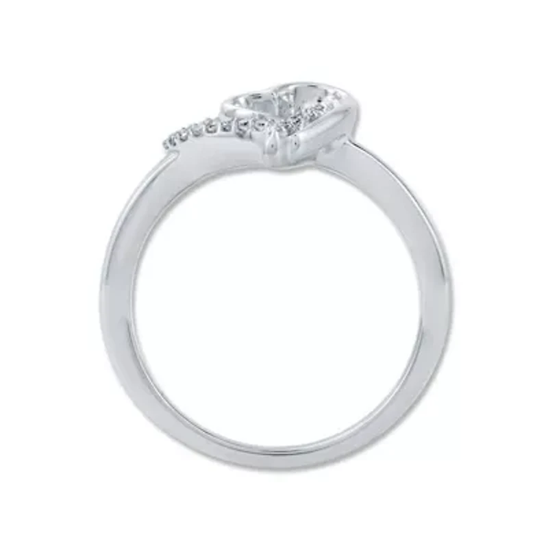 0.090 Ct.tw Natural Diamond Double Heart Shape Ring in 925 Sterling Silver