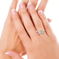 0.090 Ct.tw Natural Diamond Double Heart Shape Ring in 925 Sterling Silver