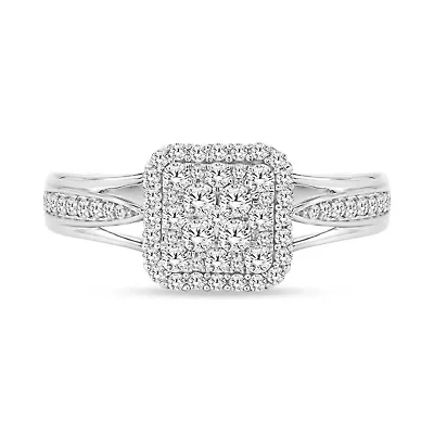 1/2 Ct.tw Round Cut Natural Diamond Wedding Ring for Women's in 925 Sterling Silver Size US - 7