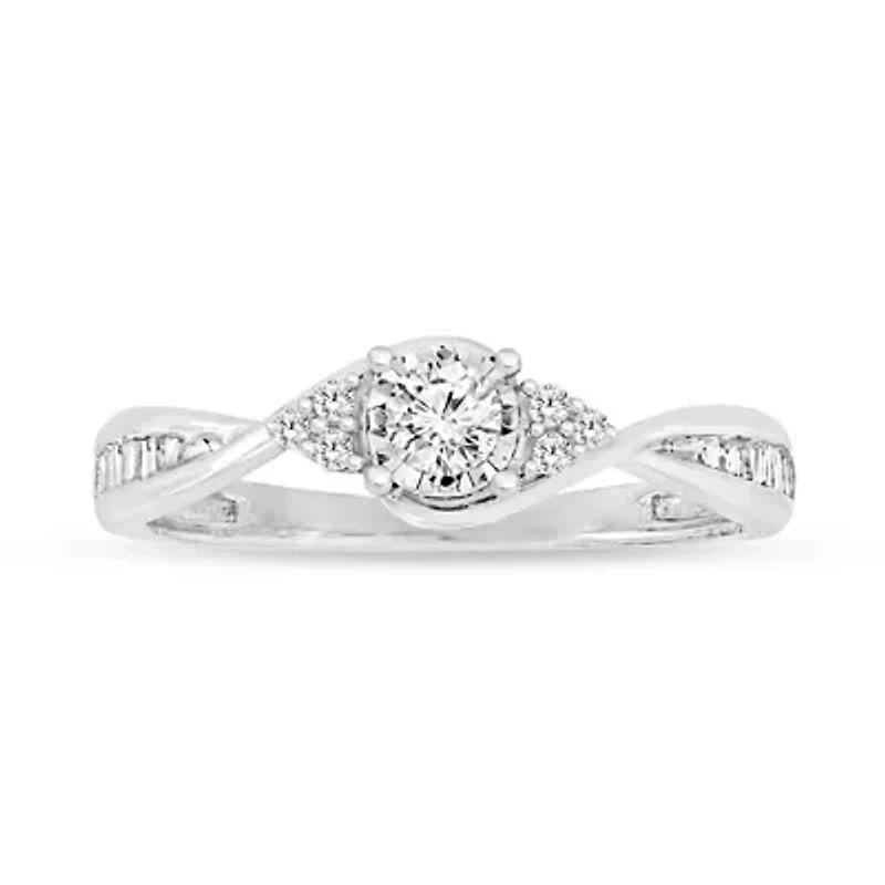 1/3 Ct.tw Natural Diamond Women's Enagagement Fashion Ring in 10K White Gold