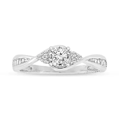 1/3 Ct.tw Natural Diamond Women's Enagagement Fashion Ring in 10K White Gold