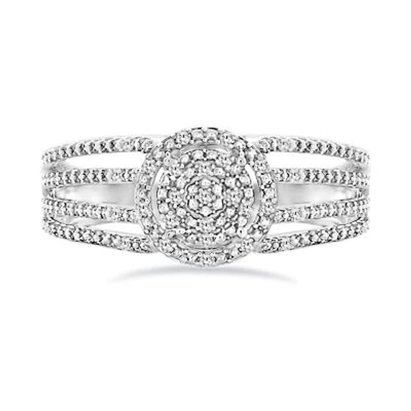 0.08 Ct.tw Natural Diamond Fashion Wedding Ring in 925 Sterling Silver