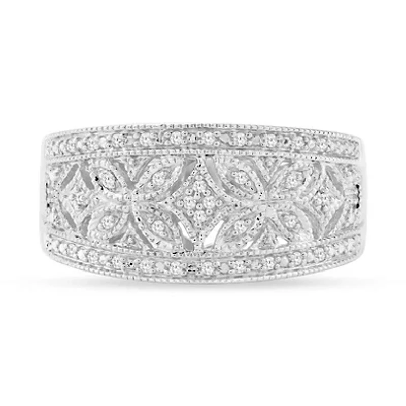 1/10 Ct.tw Natural Diamond Bridal Wedding Band Ring in 925 Sterling Silver