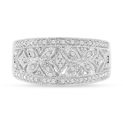 1/10 Ct.tw Natural Diamond Bridal Wedding Band Ring in 925 Sterling Silver