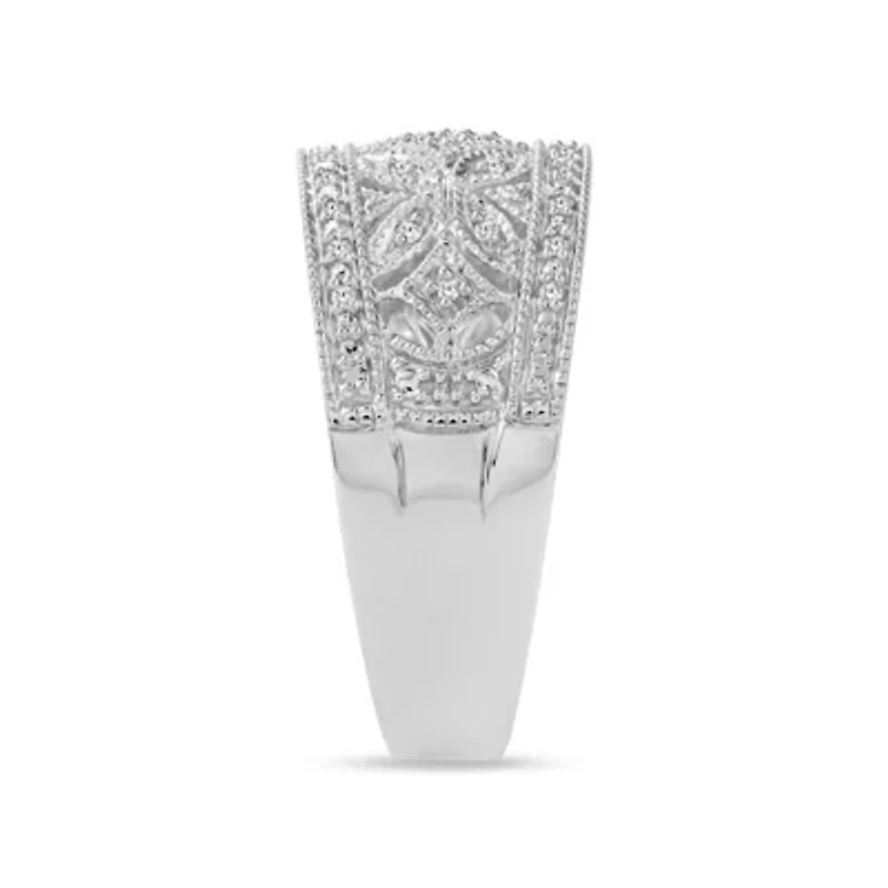 1/10 Ct.tw Natural Diamond Bridal Wedding Band Ring in 925 Sterling Silver