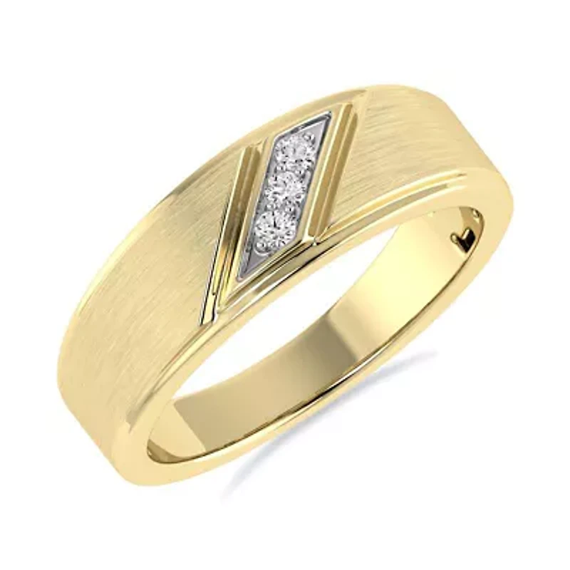 Lab Created 1/10 Cttw IGI-Certified Lab-Grown Diamond Men's Ring in 10K Yellow Gold, Size 10
