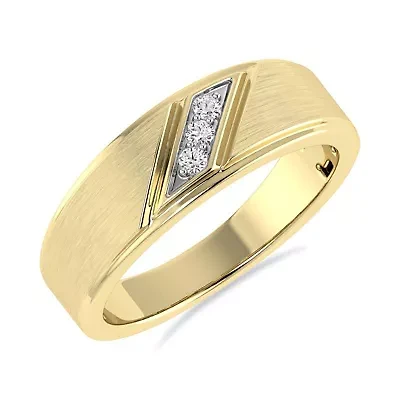 Lab Created 1/10 Cttw IGI-Certified Lab-Grown Diamond Men's Ring in 10K Yellow Gold, Size 10