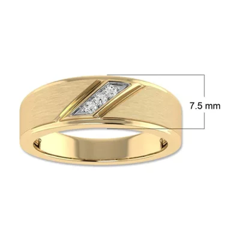 Lab Created 1/10 Cttw IGI-Certified Lab-Grown Diamond Men's Ring in 10K Yellow Gold, Size 10