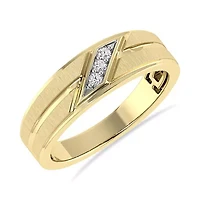 0.045 Ct.tw Round cut Natural Diamond Three Stone Band in 10K Yellow Gold