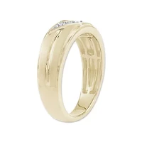 0.045 Ct.tw Round cut Natural Diamond Three Stone Band in 10K Yellow Gold