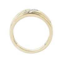 0.045 Ct.tw Round cut Natural Diamond Three Stone Band in 10K Yellow Gold
