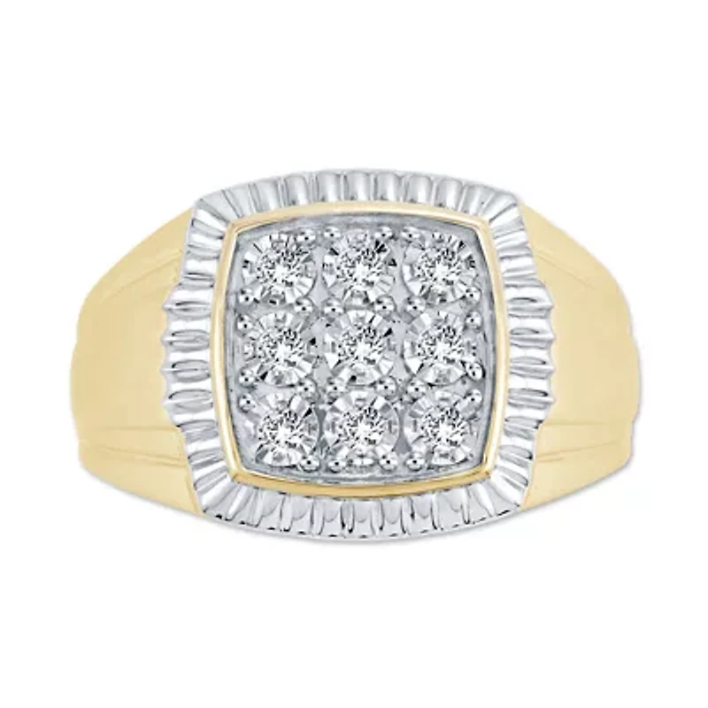 1/2 Ct.tw Natural Diamond Mens Classic Wedding Ring in 10K Yellow Gold