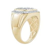 1/2 Ct.tw Natural Diamond Mens Classic Wedding Ring in 10K Yellow Gold