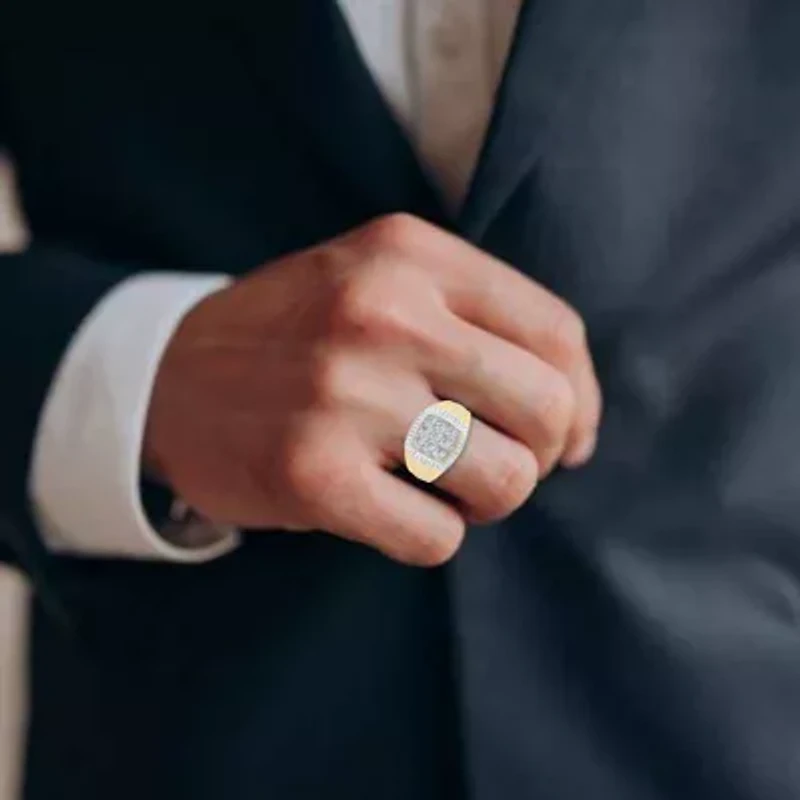 1/2 Ct.tw Natural Diamond Mens Classic Wedding Ring in 10K Yellow Gold