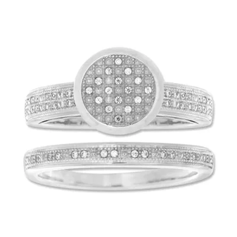 0.15 Ct.tw Natural Diamond Bridal Ring Set in 925 Sterling Silver