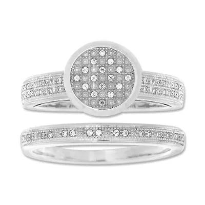 0.15 Ct.tw Natural Diamond Bridal Ring Set in 925 Sterling Silver