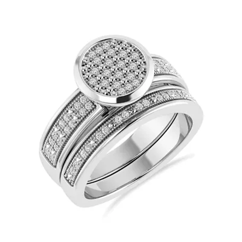 0.15 Ct.tw Natural Diamond Bridal Ring Set in 925 Sterling Silver