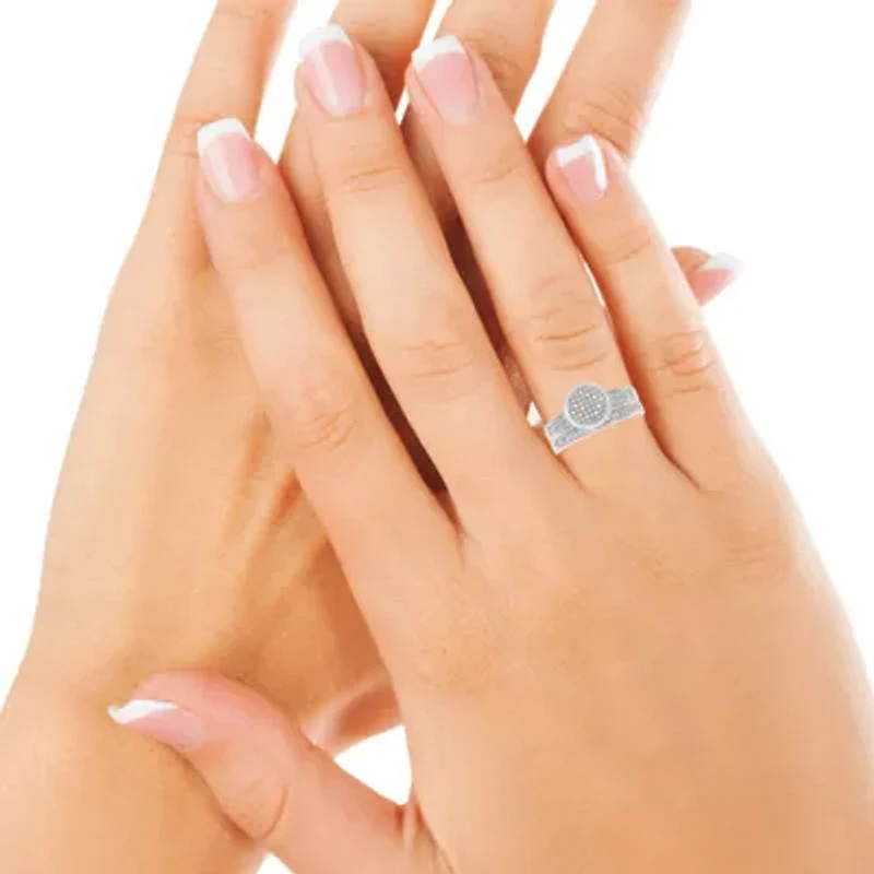 0.15 Ct.tw Natural Diamond Bridal Ring Set in 925 Sterling Silver