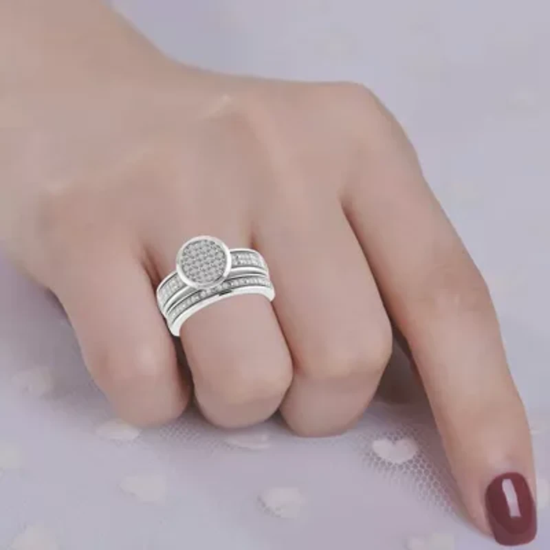 0.15 Ct.tw Natural Diamond Bridal Ring Set in 925 Sterling Silver