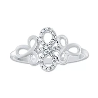 1/10 Ct.tw Natural Diamond Flower Knot Shape Ring in 10K White Gold
