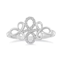 1/10 Ct.tw Natural Diamond Flower Knot Shape Ring in 10K White Gold