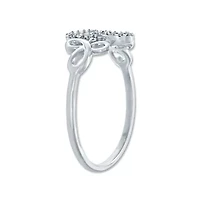 1/10 Ct.tw Natural Diamond Flower Knot Shape Ring in 10K White Gold