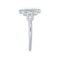 1/10 Ct.tw Natural Diamond Flower Knot Shape Ring in 10K White Gold