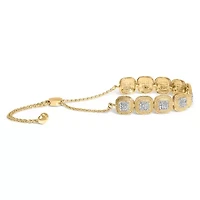 14k Yellow Gold Plated Silver 5/8 Cttw Diamond Composite Frame Bolo Bracelet