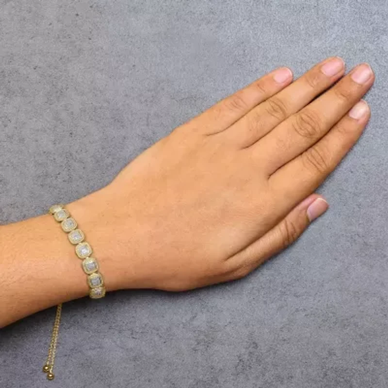 14k Yellow Gold Plated Silver 5/8 Cttw Diamond Composite Frame Bolo Bracelet