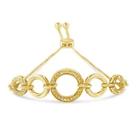 10K Yellow Gold over Silver Diamond Accent Graduated Infinity Circle Bolo Bracelet