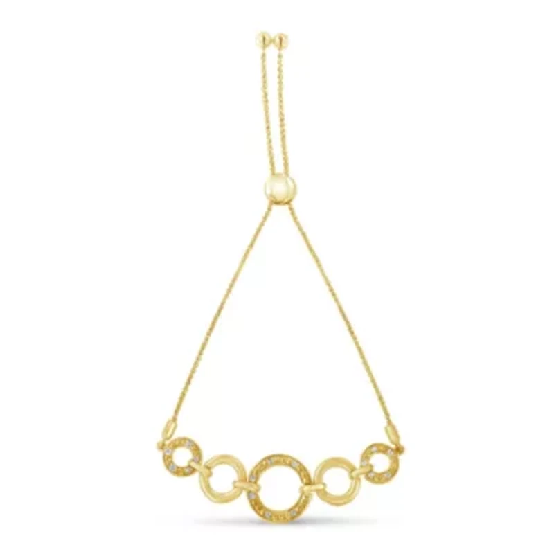 10K Yellow Gold over Silver Diamond Accent Graduated Infinity Circle Bolo Bracelet