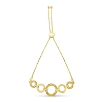10K Yellow Gold over Silver Diamond Accent Graduated Infinity Circle Bolo Bracelet