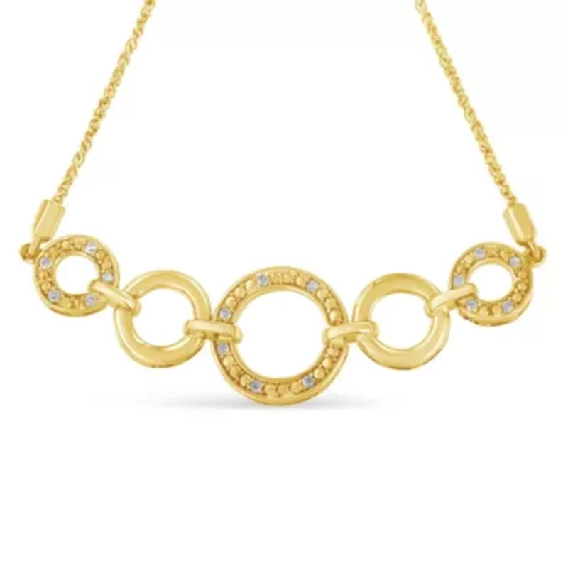 10K Yellow Gold over Silver Diamond Accent Graduated Infinity Circle Bolo Bracelet