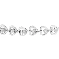 Sterling Silver Diamond Woven Heart Bolo Bracelet