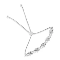 Silver Diamond Accent Interlocking Infinity and Heart Bolo Tennis Bolo Bracelet