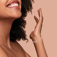 14K Rose Gold Plated Silver Diamond Accent Circle and Heart Link Bolo Bracelet