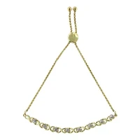 10K Yellow Gold over Silver 1/10 Cttw Diamond Heart and X-Link 6”-9” Bolo Bracelet