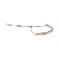 14K Rose Gold Plated Silver Diamond Accent Link and Heart Adjustable Bolo Bracelet