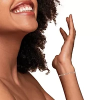 14K Rose Gold Plated Silver Diamond Accent Link and Heart Adjustable Bolo Bracelet