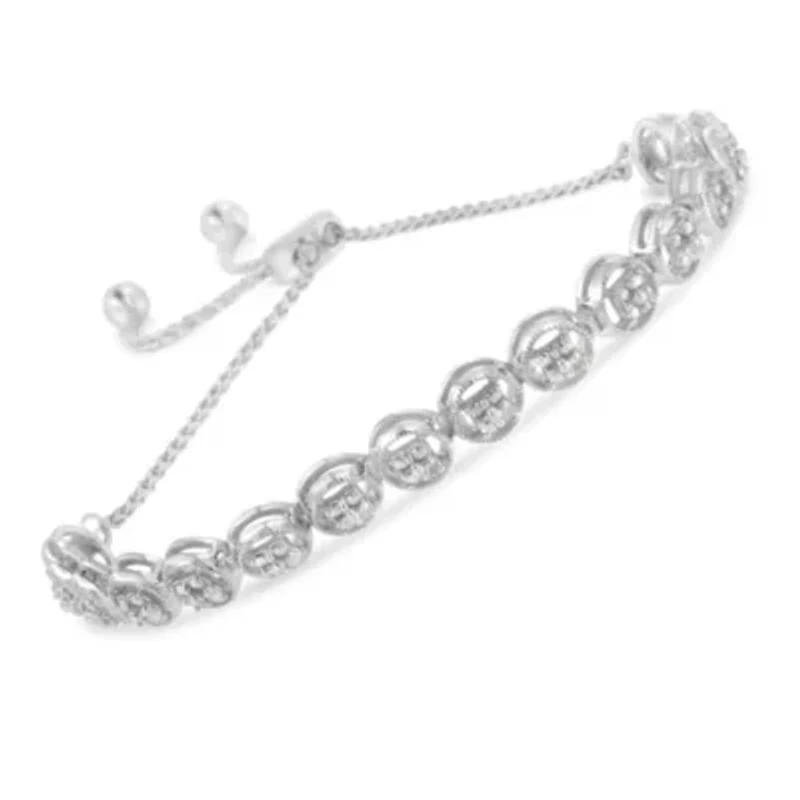 Sterling Silver Diamond Bolo Bracelet