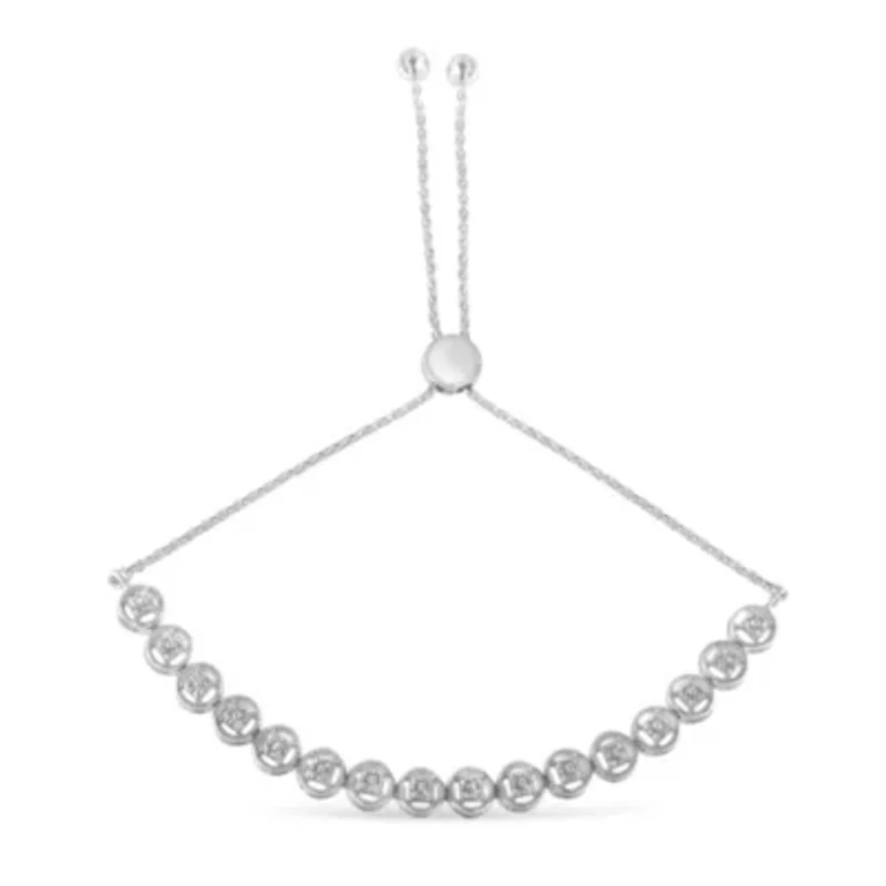 Sterling Silver Diamond Bolo Bracelet